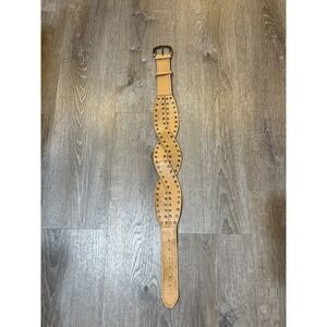 Zilla Women's Belt Size Small Tan Studded Leather Brass Hardware Made in Italy